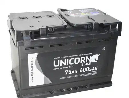 UNICORN BLACK 6СТ-75 А/ч VL о.п. [д277ш175в190/600А]